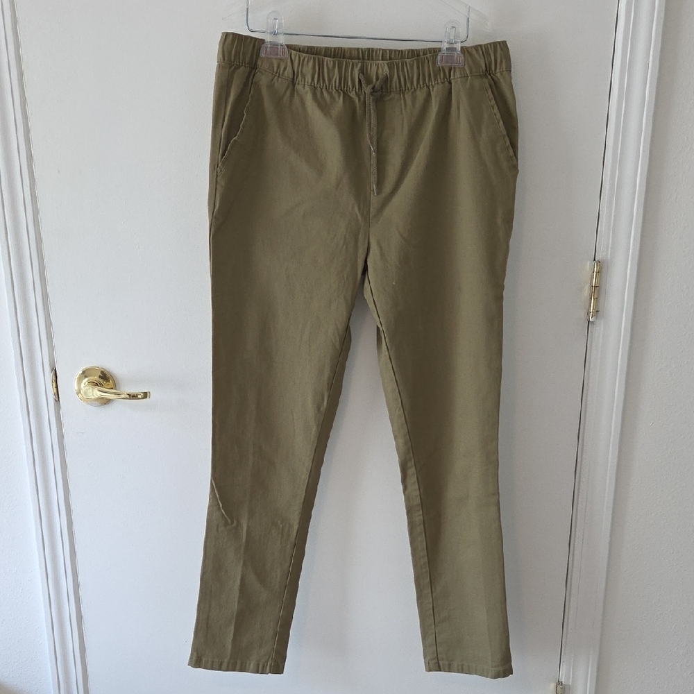 ASOS Green Chinos Elastic Waist Straight Leg